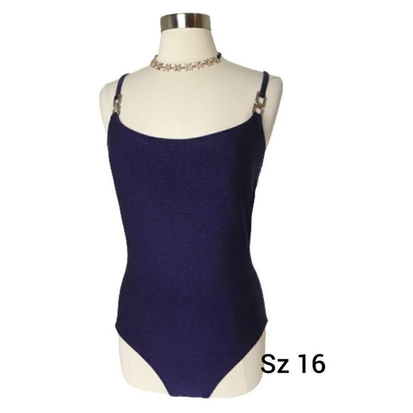Women's One Piece Swimsuit 16 Bling Tummy Control Slim Swimwear Purple Size 16 - Picture 1 of 9